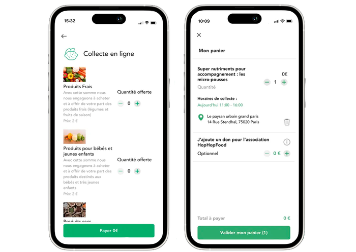 L'application Hophopfood et sa catégorie Collecte en ligne